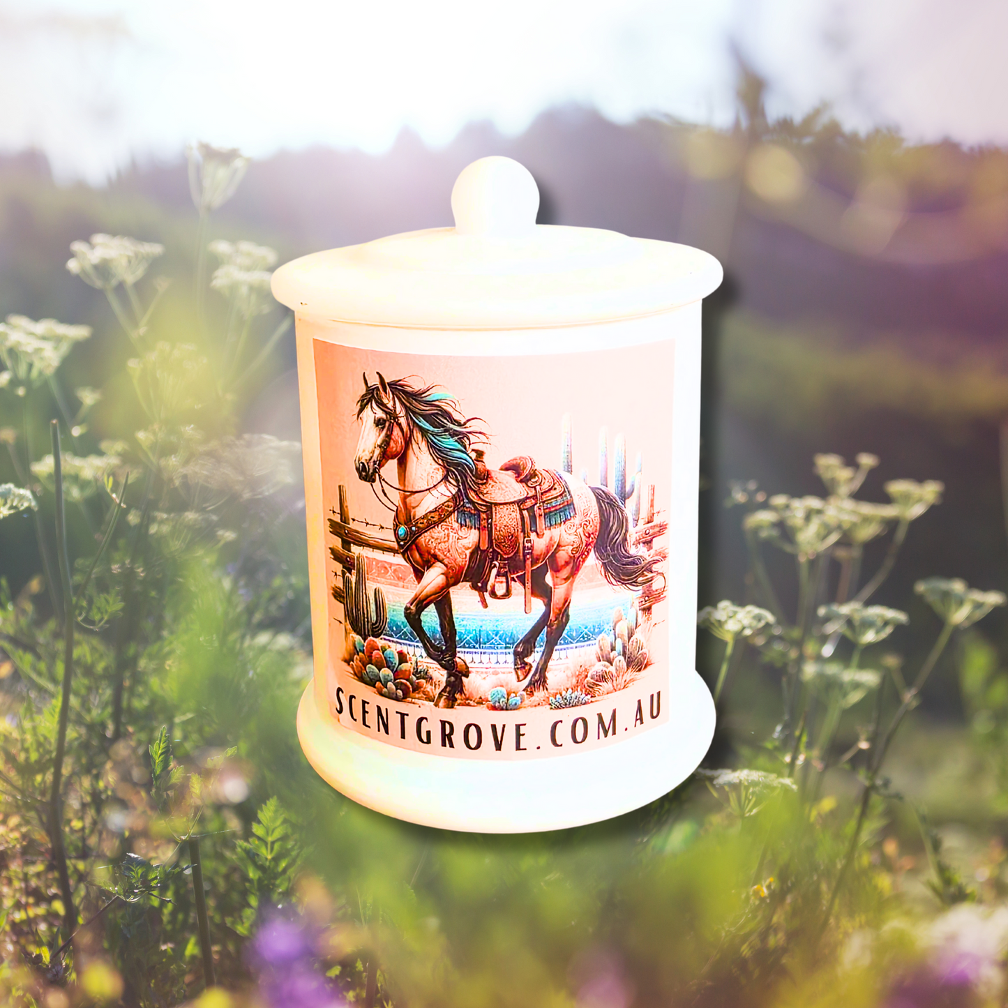 Country Western Wood Wick Soy Candle XL matte white jar