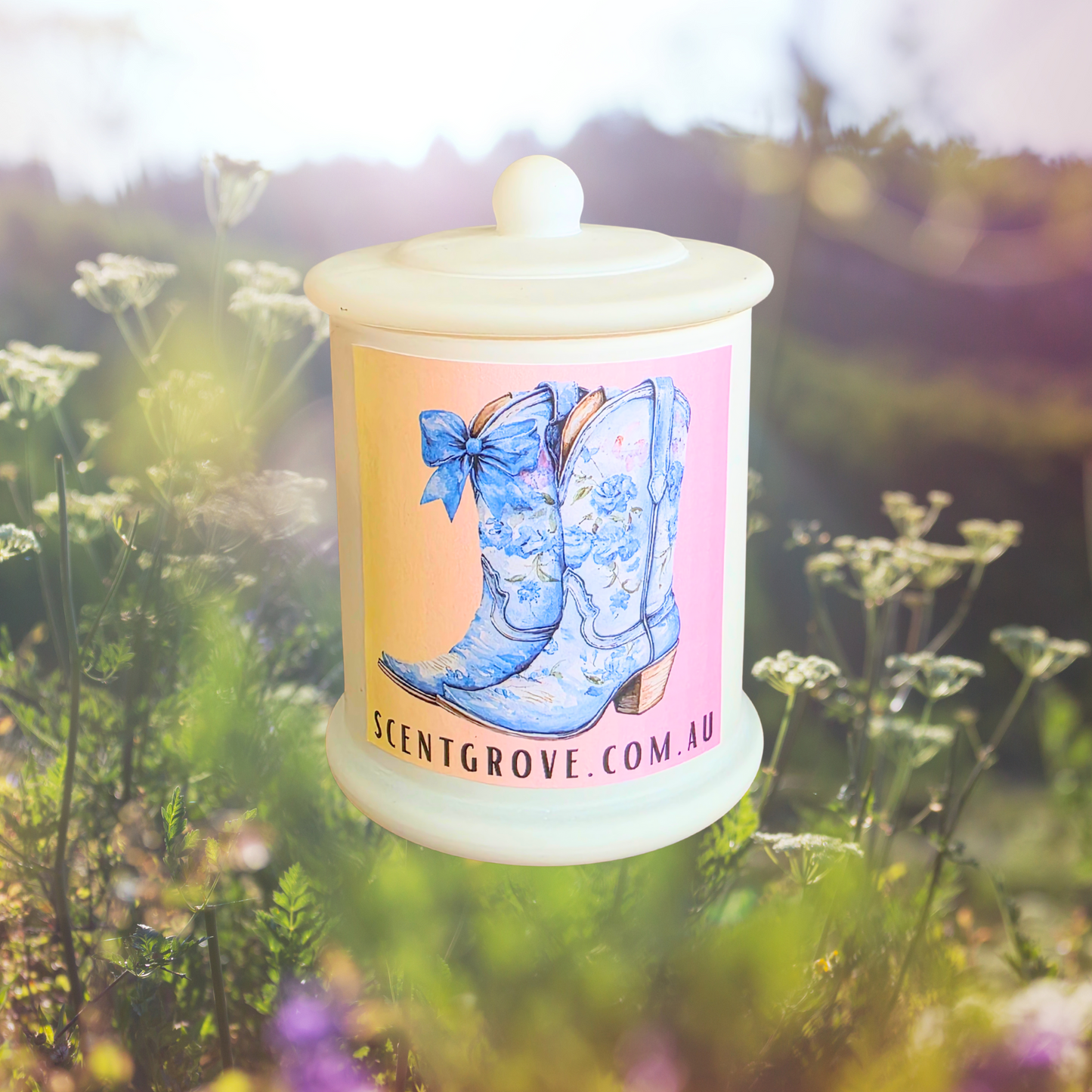 Country Western Wood Wick Soy Candle XL matte white jar