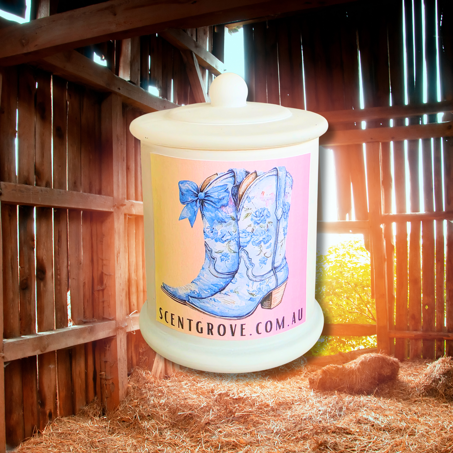 Country Western Wood Wick Soy Candle XL matte white jar