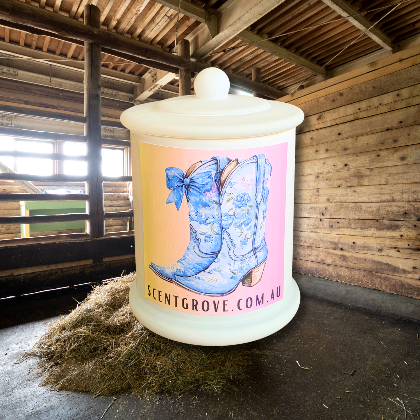 Country Western Wood Wick Soy Candle XL matte white jar