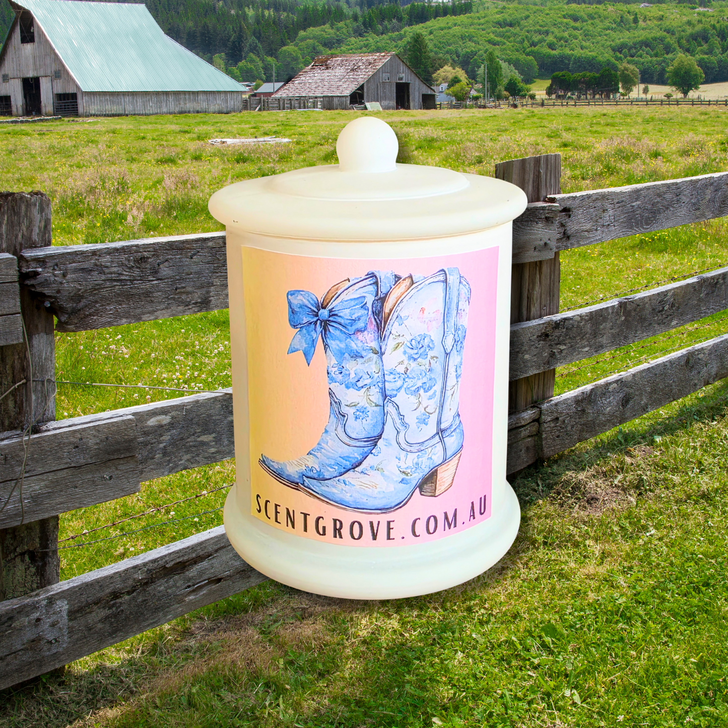 Country Western Wood Wick Soy Candle XL matte white jar