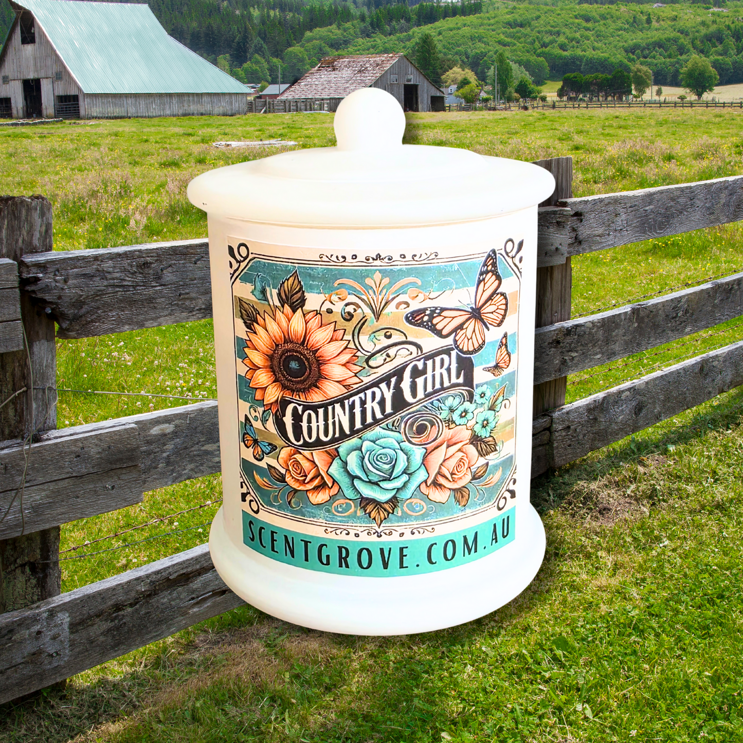 Country Western Wood Wick Soy Candle XL matte white jar