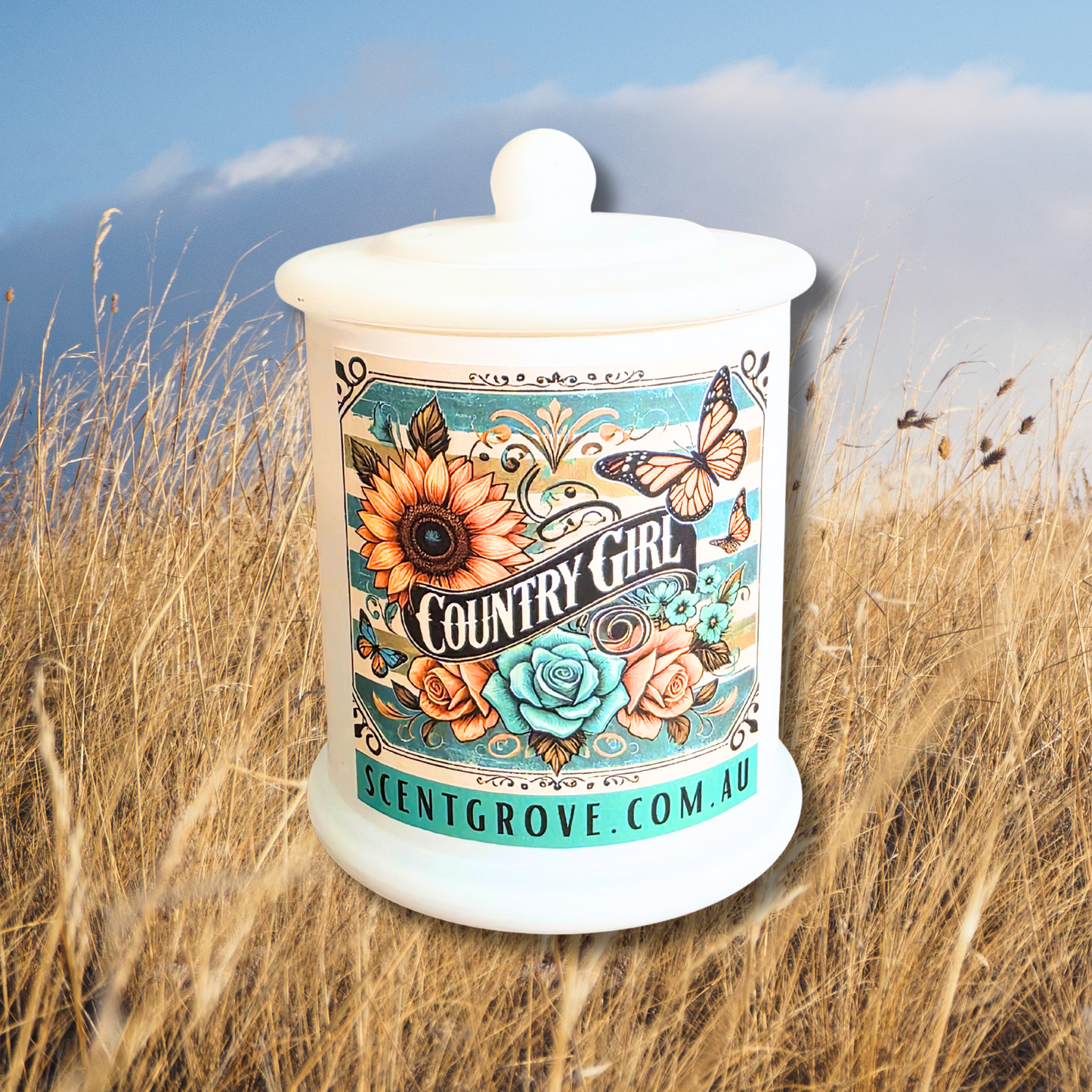 Country Western Wood Wick Soy Candle XL matte white jar