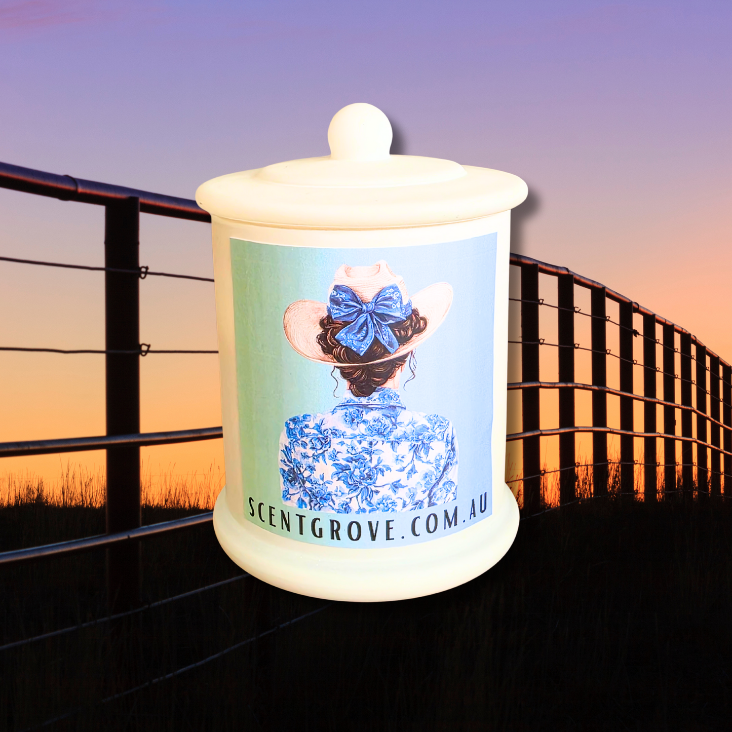Country Western Wood Wick Soy Candle XL matte white jar