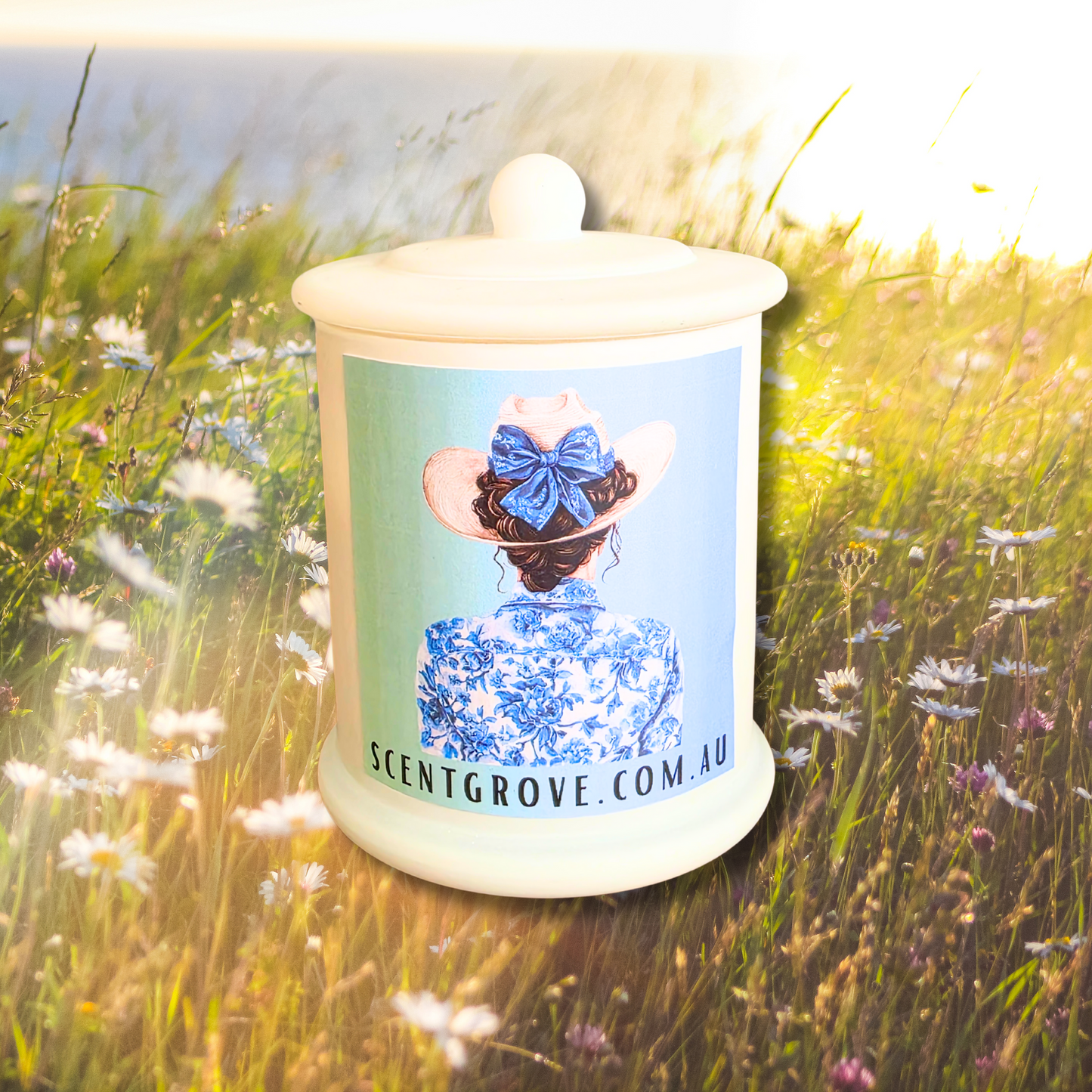 Country Western Wood Wick Soy Candle XL matte white jar