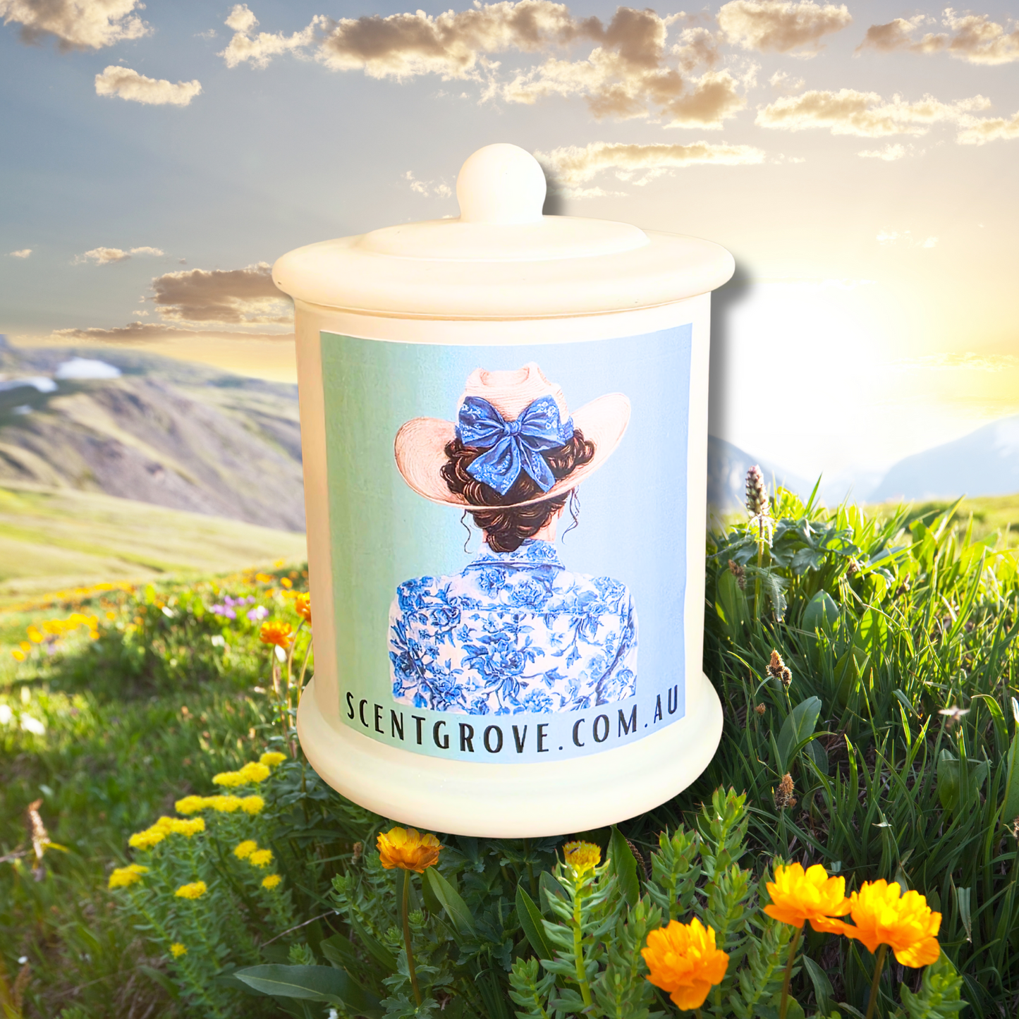 Country Western Wood Wick Soy Candle XL matte white jar