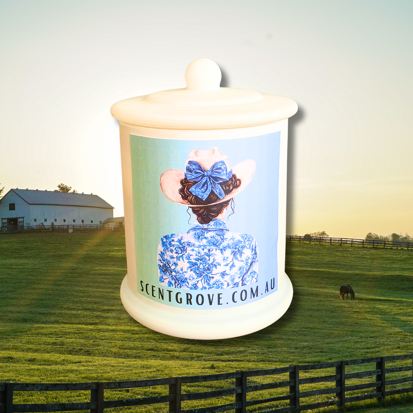 Country Western Wood Wick Soy Candle XL matte white jar