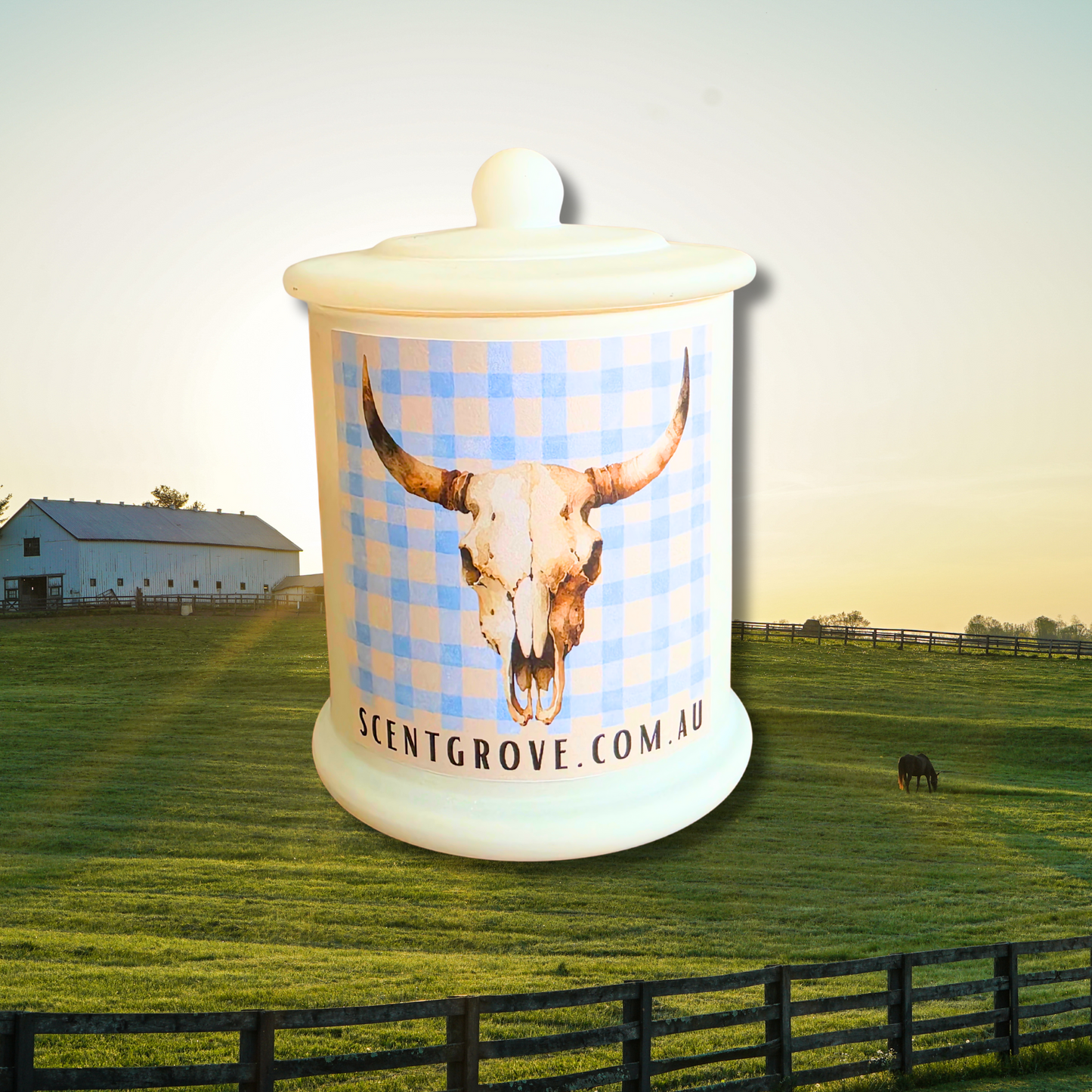 Country Western Wood Wick Soy Candle XL matte white jar