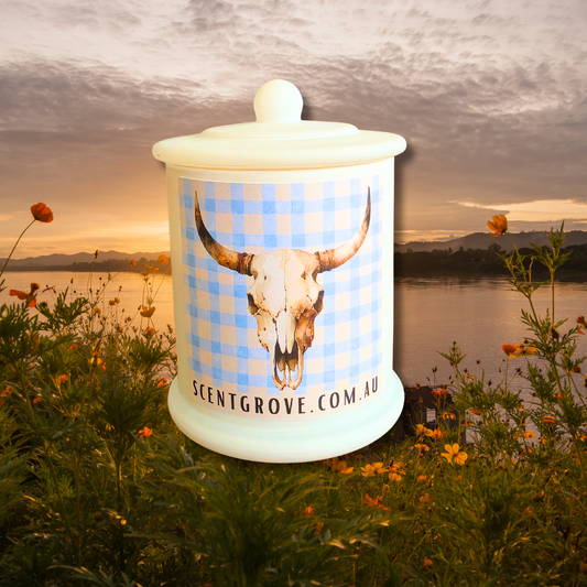 Country Western Wood Wick Soy Candle XL matte white jar