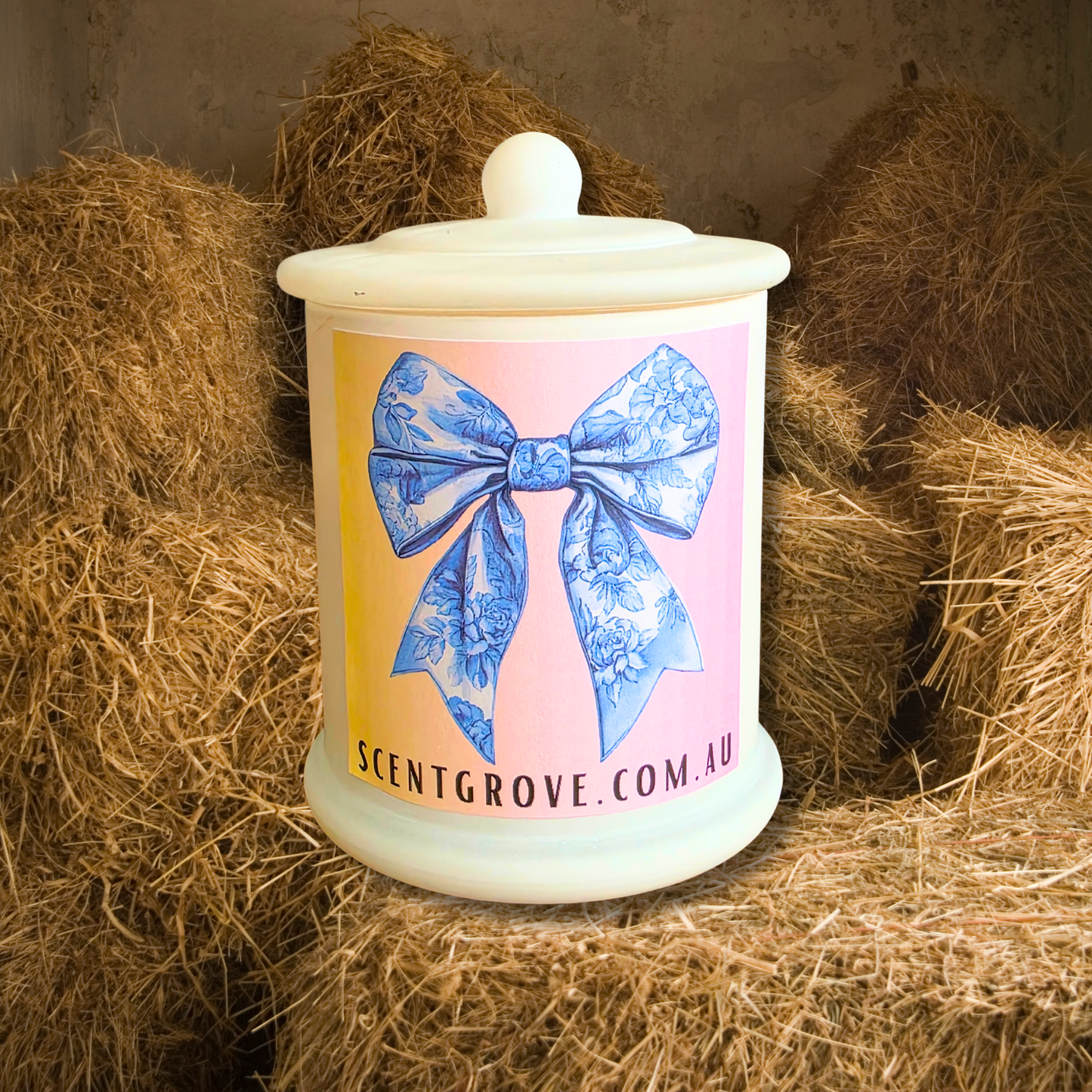 Country Western Wood Wick Soy Candle XL matte white jar