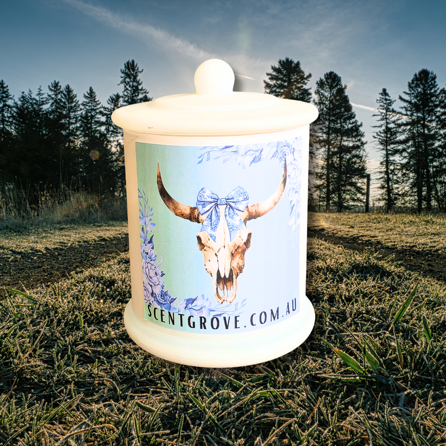 Country Western Wood Wick Soy Candle XL matte white jar
