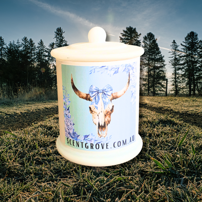 Country Western Wood Wick Soy Candle XL matte white jar