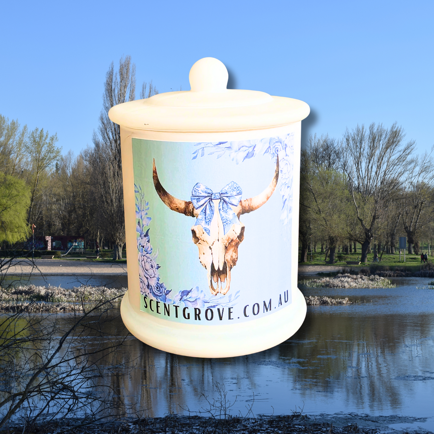 Country Western Wood Wick Soy Candle XL matte white jar