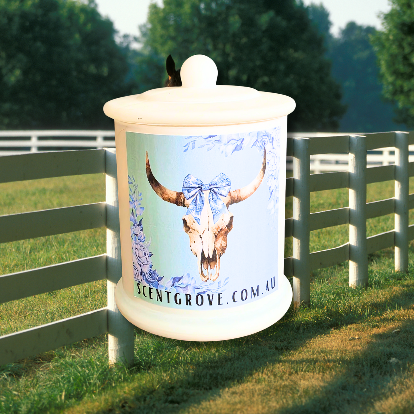 Country Western Wood Wick Soy Candle XL matte white jar