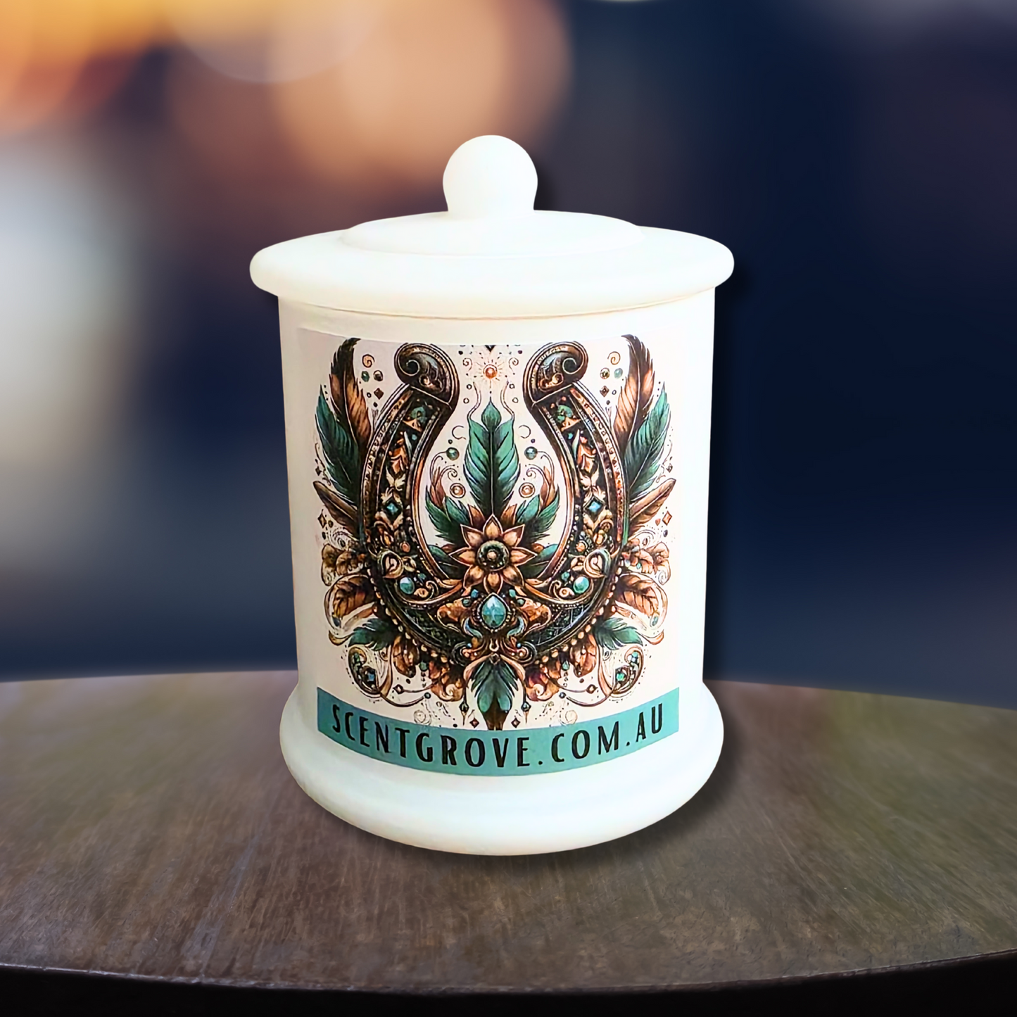 Country Western Wood Wick Soy Candle XL matte white jar