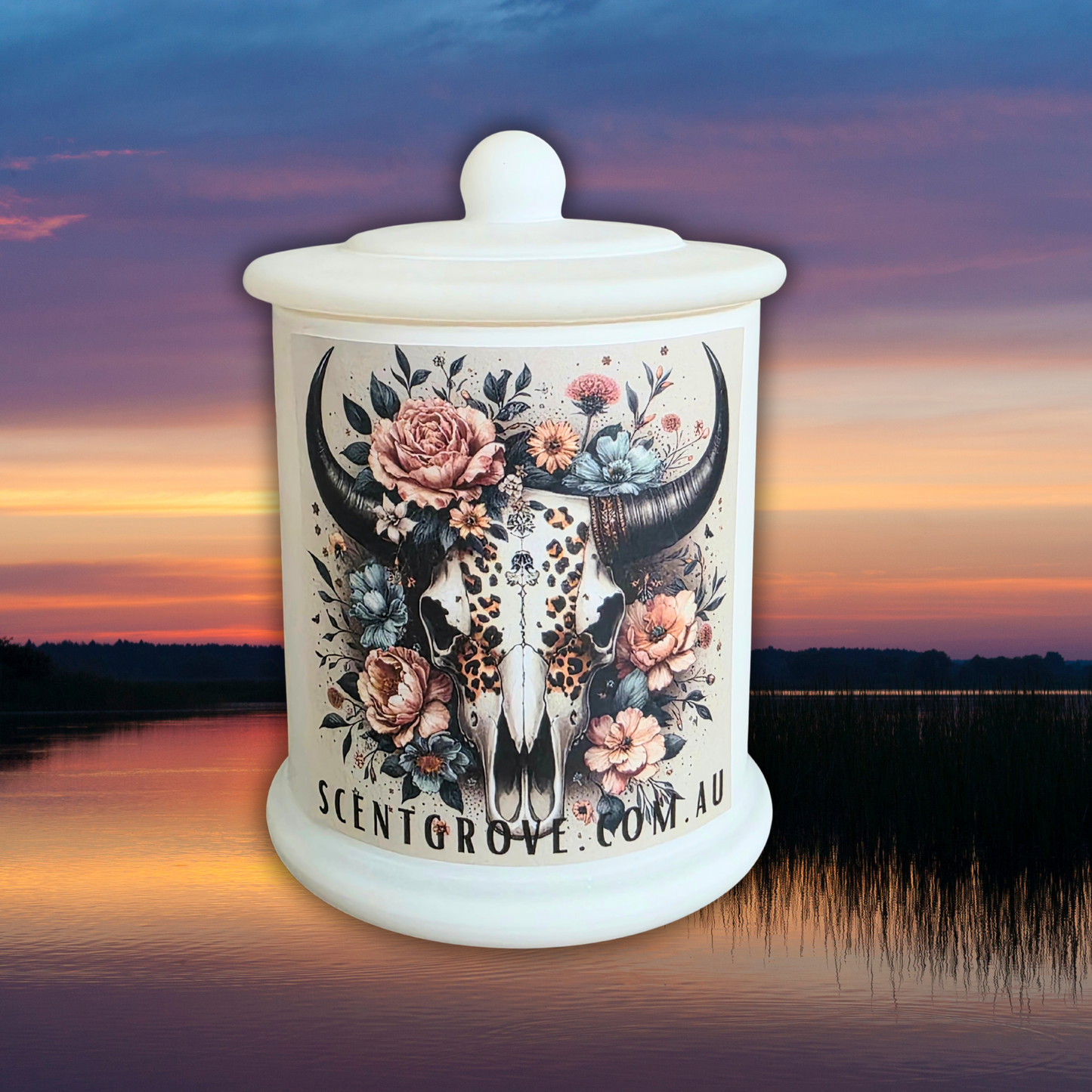 Country Western Wood Wick Soy Candle XL matte white jar