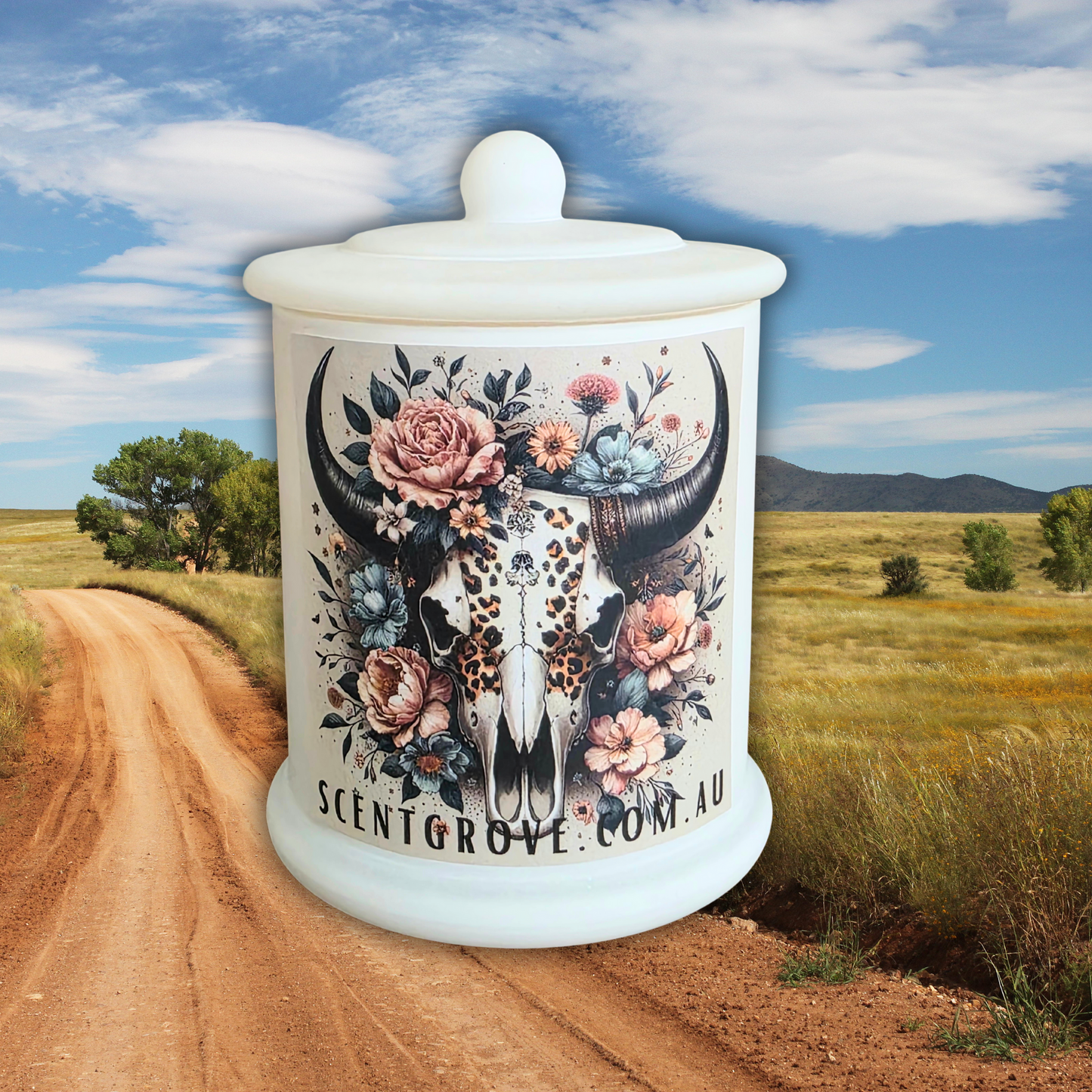 Country Western Wood Wick Soy Candle XL matte white jar