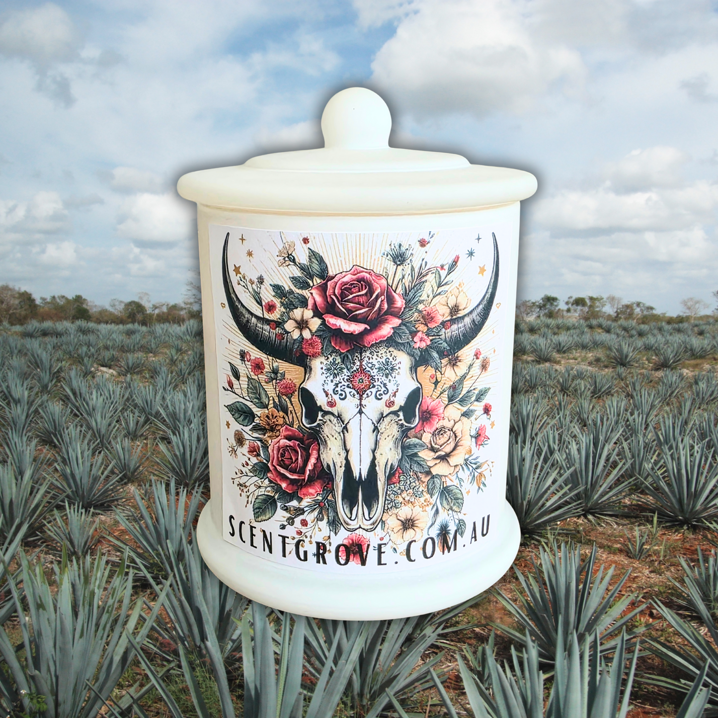 Country Western Wood Wick Soy Candle XL matte white jar