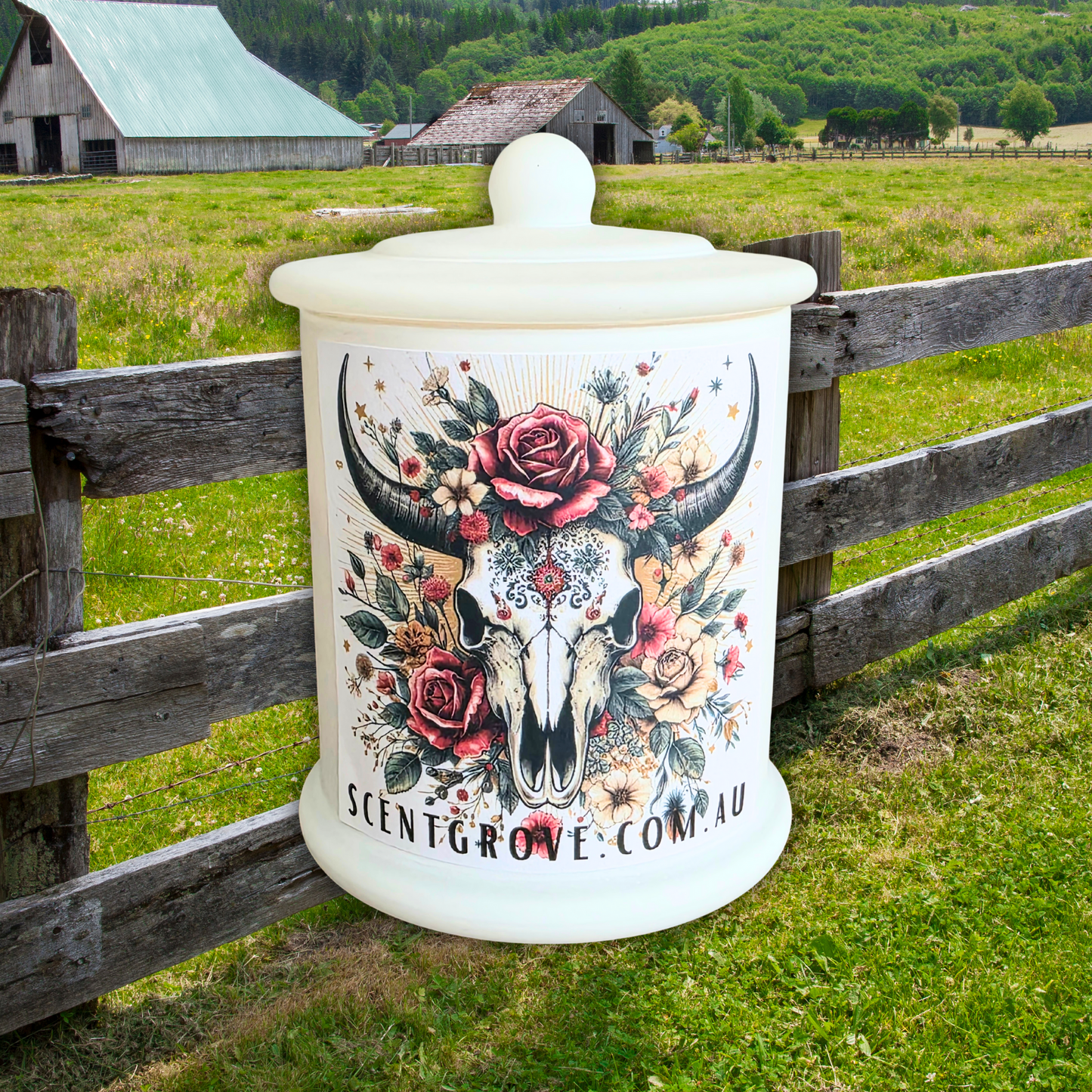 Country Western Wood Wick Soy Candle XL matte white jar