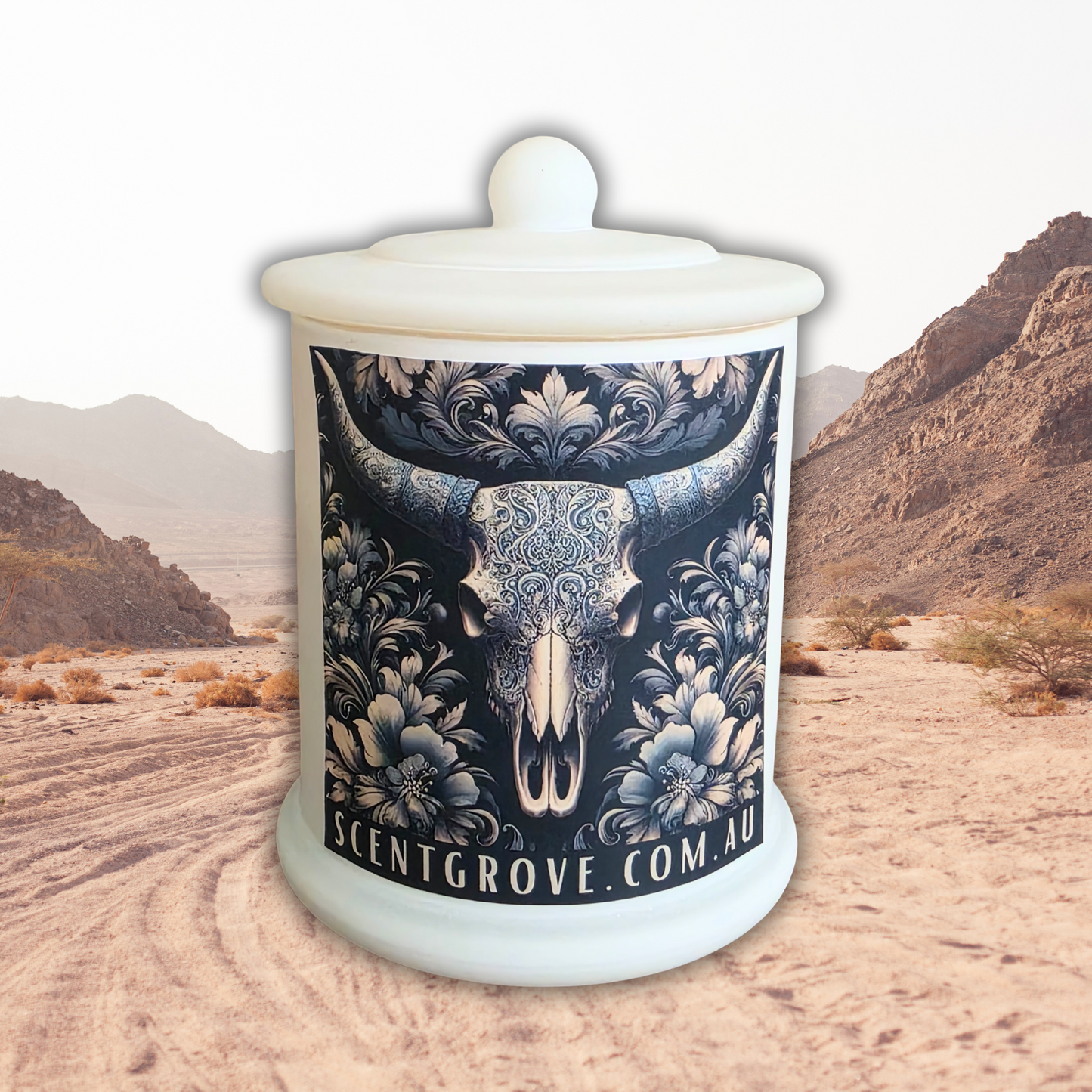 Country Western Wood Wick Soy Candle XL matte white jar
