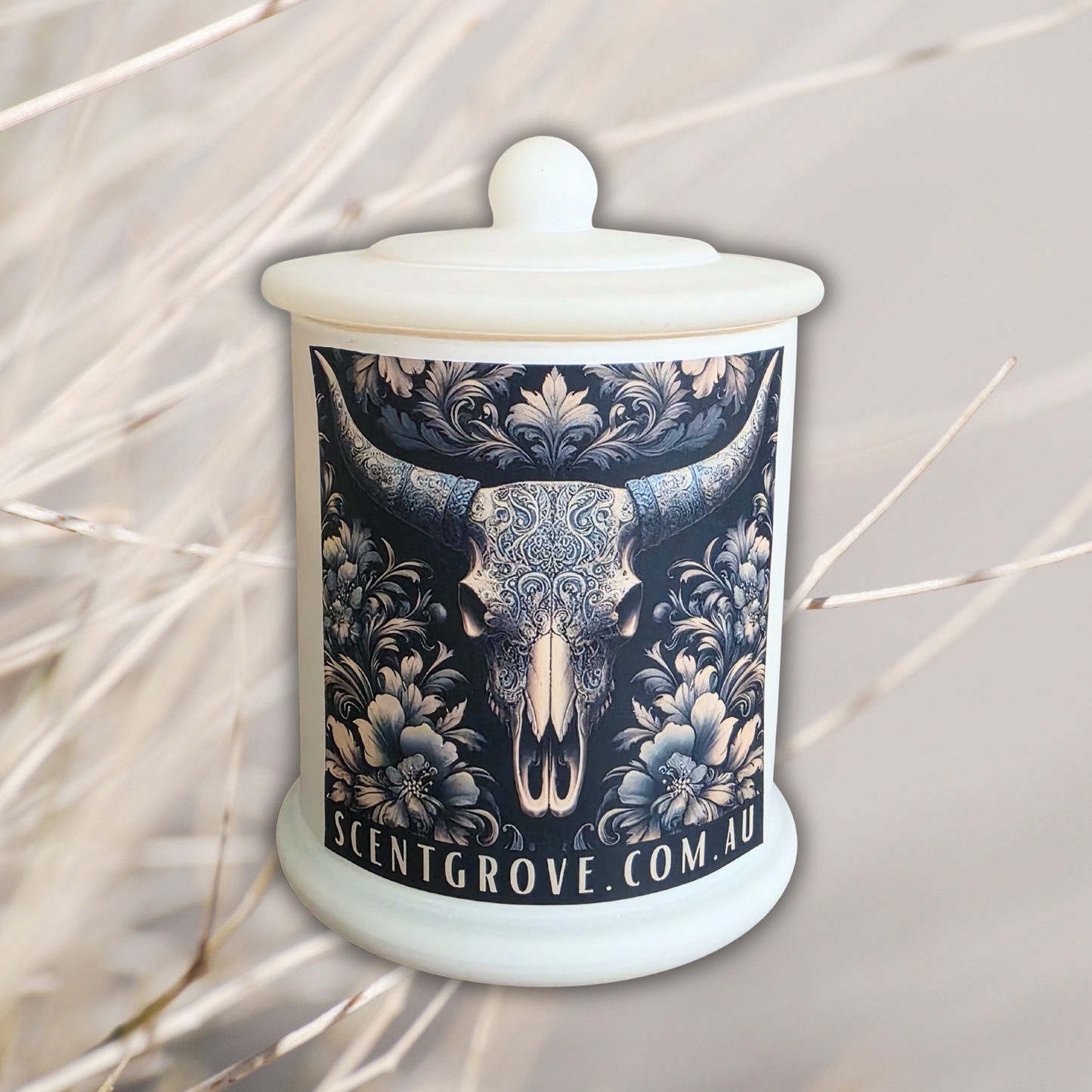 Country Western Wood Wick Soy Candle XL matte white jar