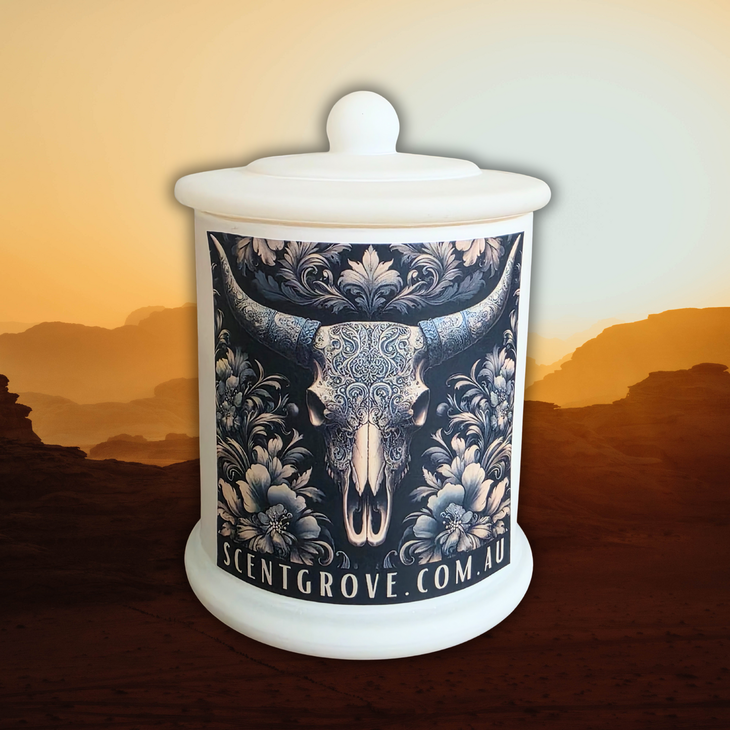 Country Western Wood Wick Soy Candle XL matte white jar