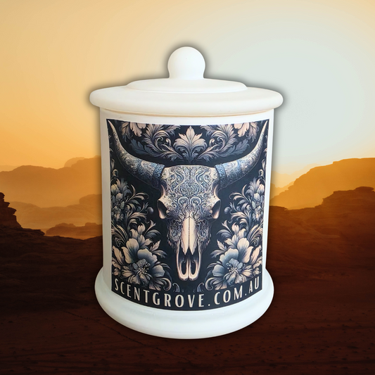 Country Western Wood Wick Soy Candle XL matte white jar