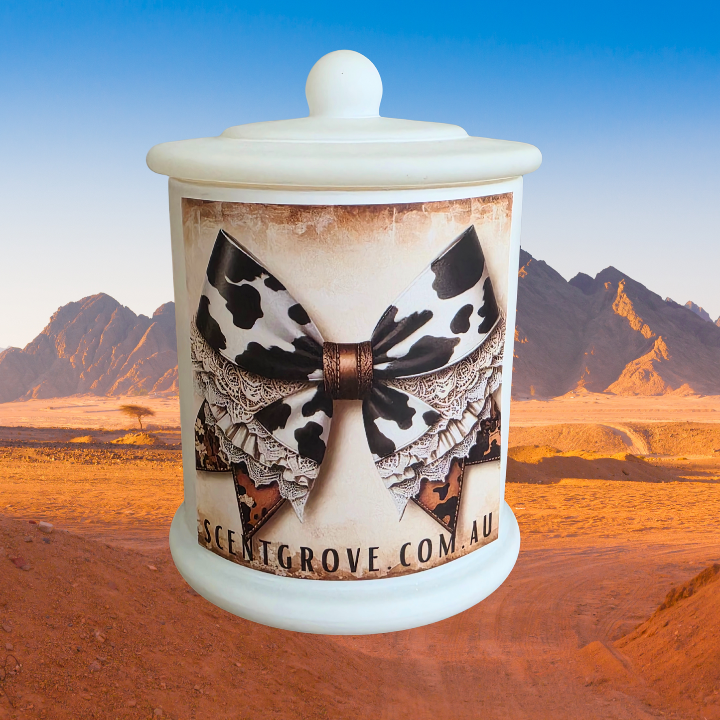 Country Western Wood Wick Soy Candle XL matte white jar