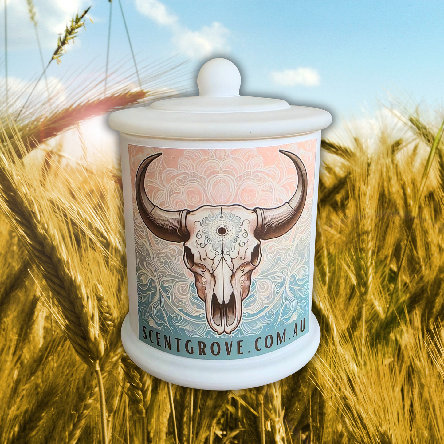 Country Western Wood Wick Soy Candle XL matte white jar