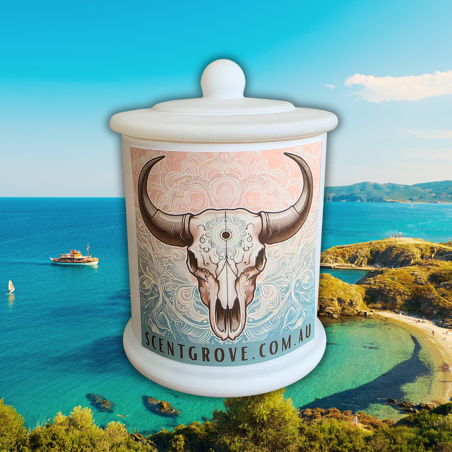 Country Western Wood Wick Soy Candle XL matte white jar