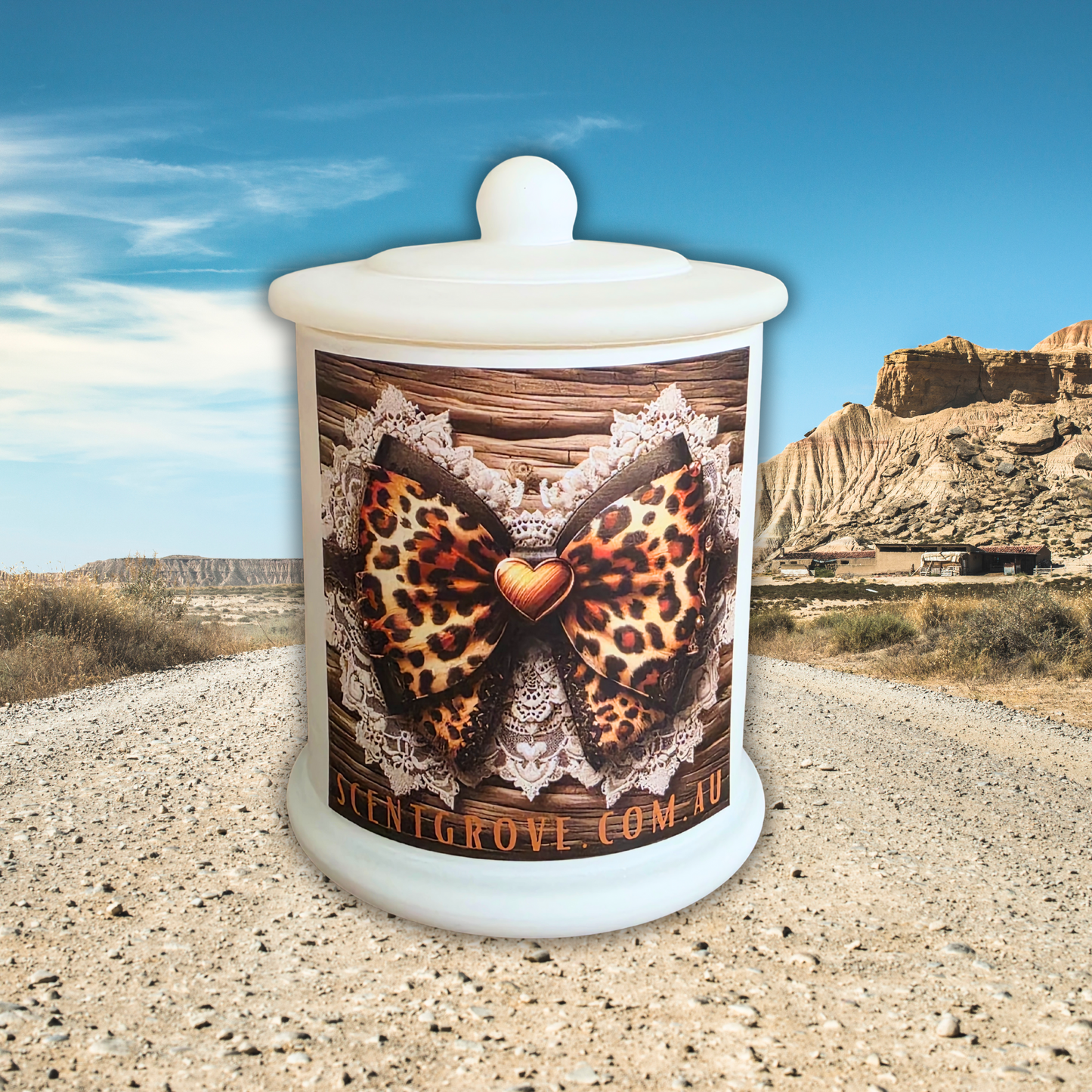 Country Western Wood Wick Soy Candle XL matte white jar