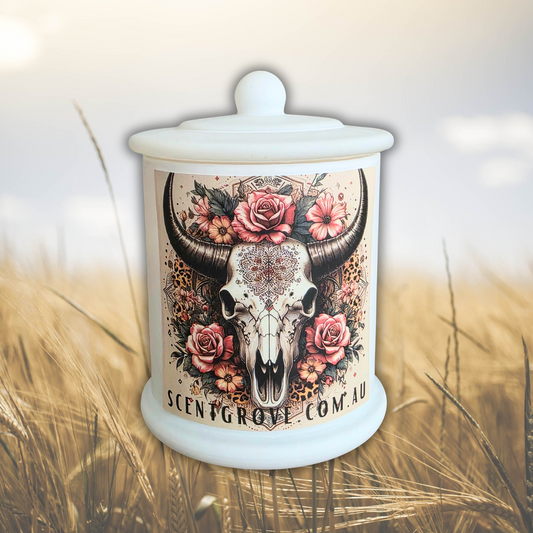 Country Western Wood Wick Soy Candle XL matte white jar