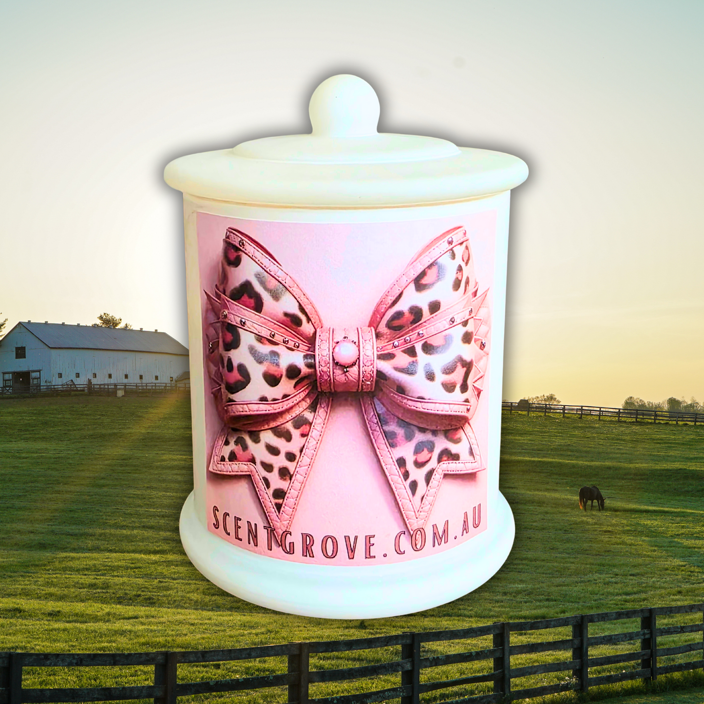 Country Western Wood Wick Soy Candle XL matte white jar