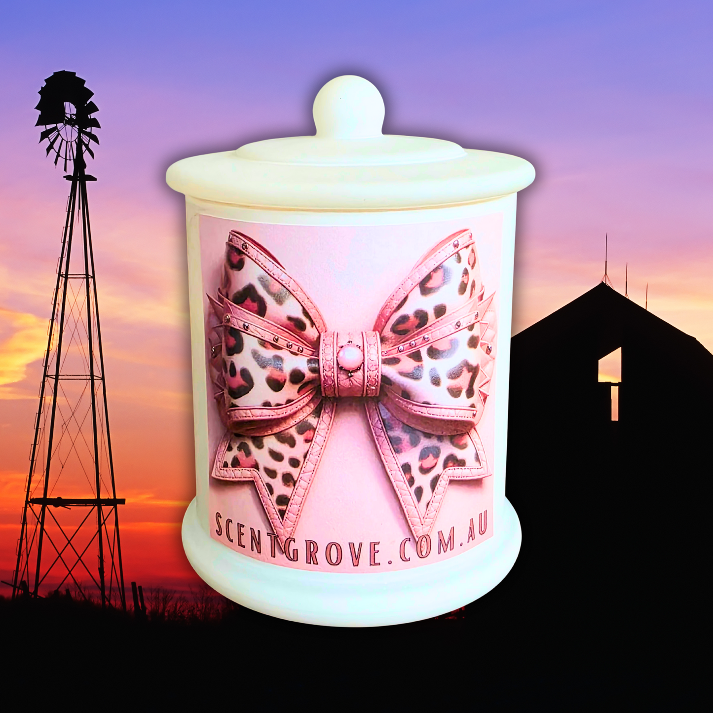 Country Western Wood Wick Soy Candle XL matte white jar