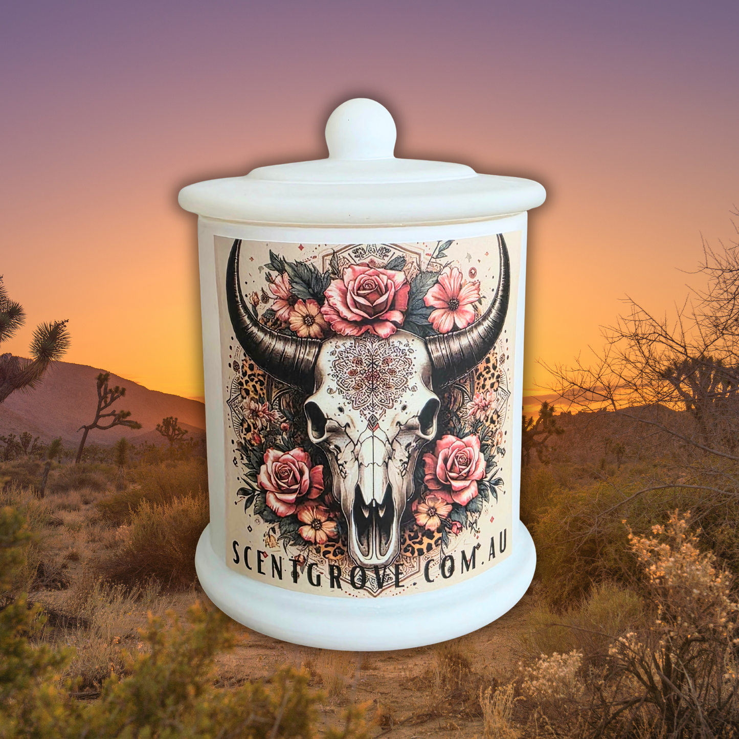 Country Western Wood Wick Soy Candle XL matte white jar