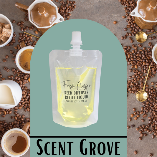 Fresh Coffee Scented Diffuser Liquid Refill 100ml Clear Pouch