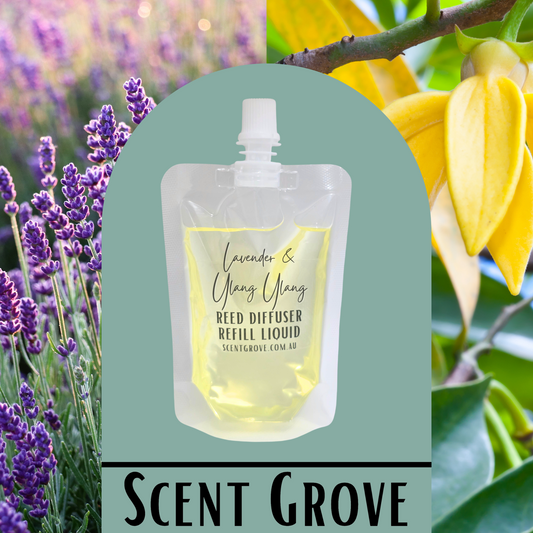 Lavender & Ylang Ylang Scented Diffuser Liquid Refill 100ml Clear Pouch
