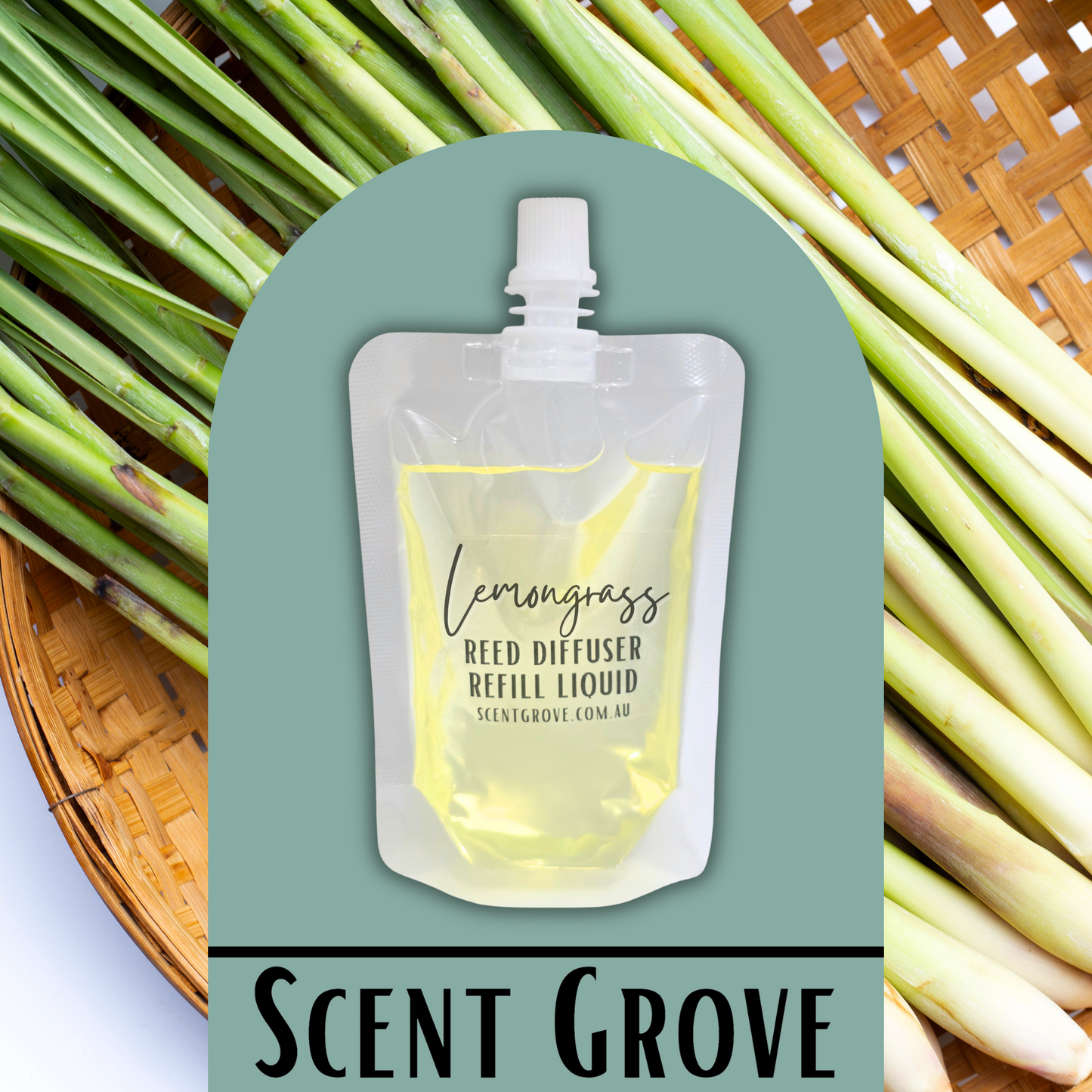 Lemongrass Scented Diffuser Liquid Refill 100ml Clear Pouch