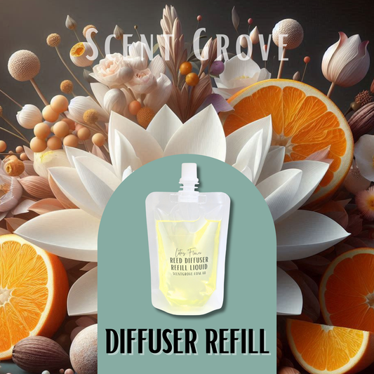 Lotus Flower Scented Diffuser Liquid Refill 100ml Clear Pouch