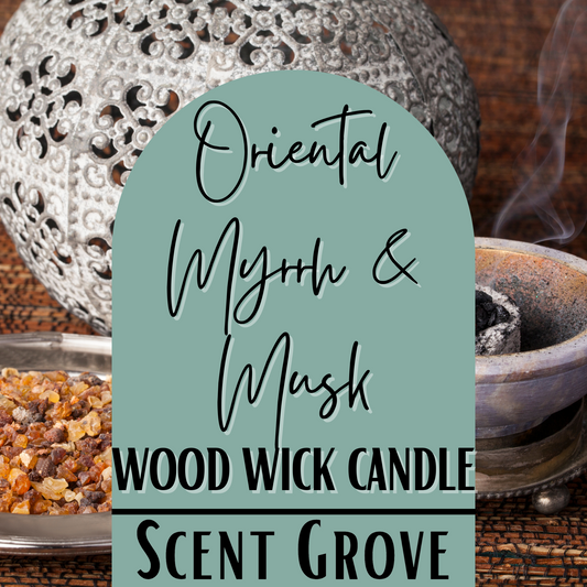 Oriental Myrrh & Musk scented Wood Wick Soy Candle