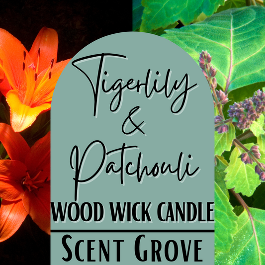 Tigerlily & Patchouli scented Wood Wick Soy Candle