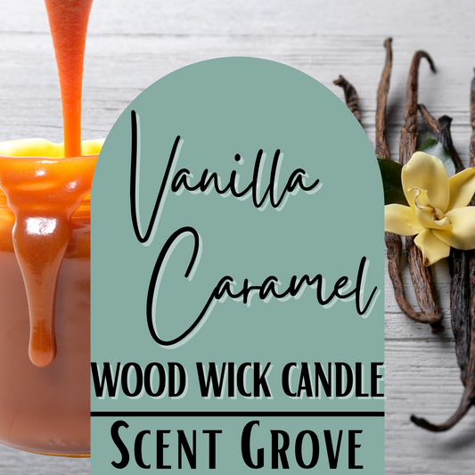 Vanilla Caramel scented Wood Wick Soy Candle