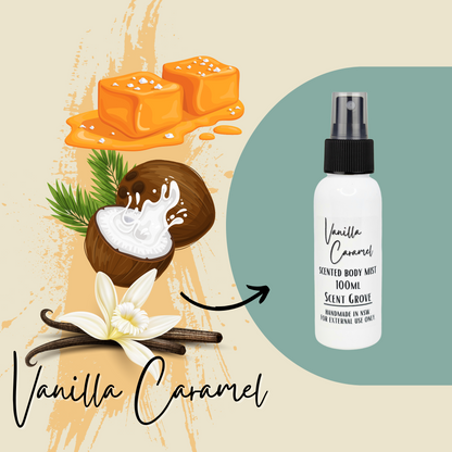 Vanilla Caramel scented body mist spray 100ml