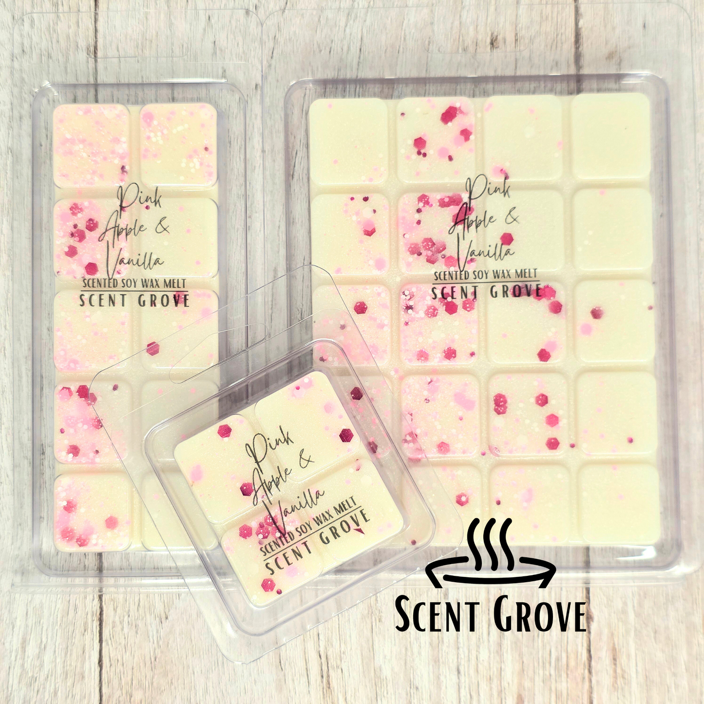 Pink Apple & Vanilla scented soy wax melt