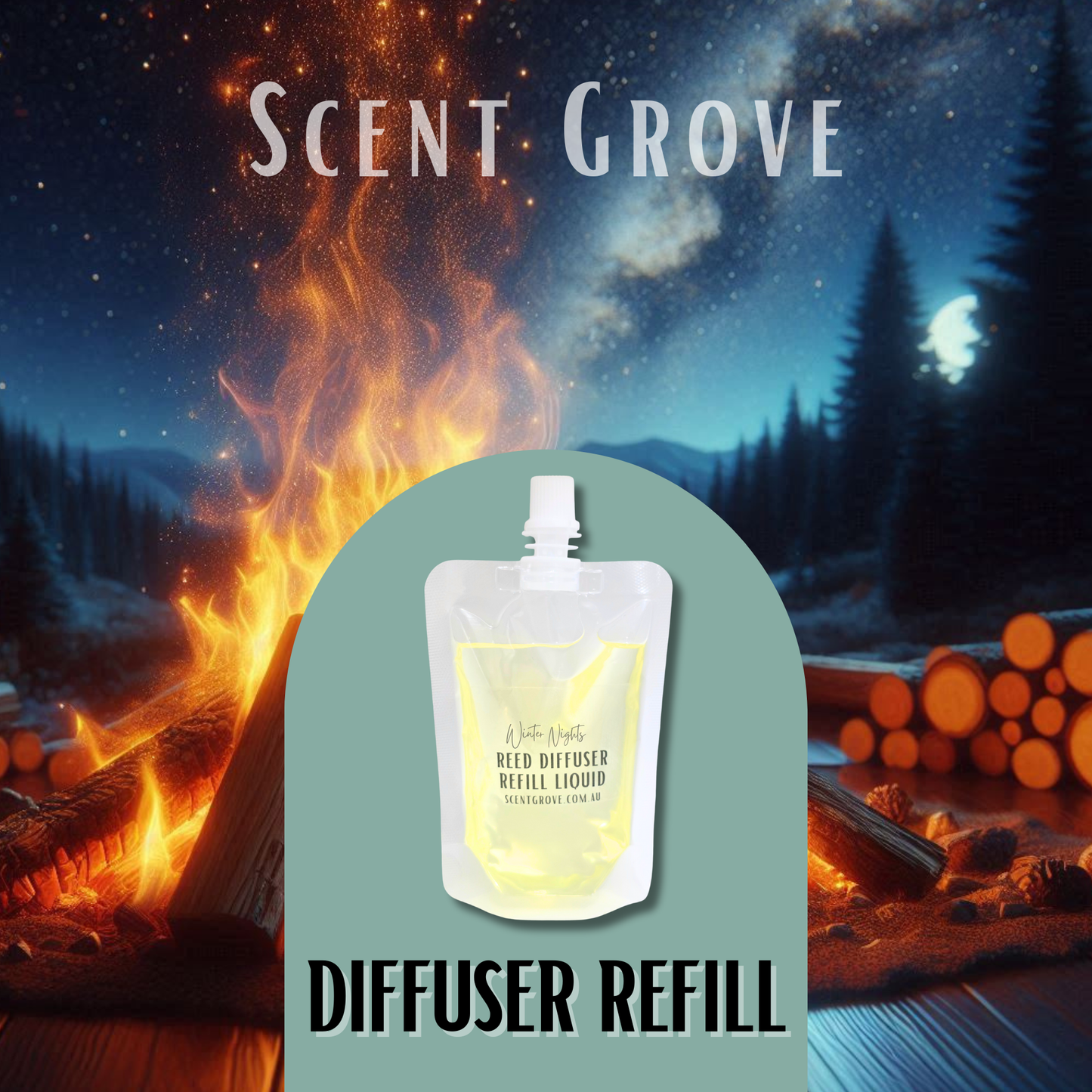 Winter Nights Scented Diffuser Liquid Refill 100ml Clear Pouch
