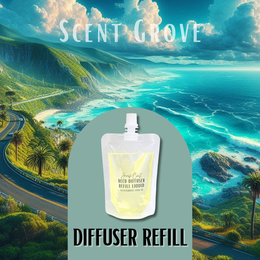 Amalfi Coast Scented Diffuser Liquid Refill 100ml Clear Pouch