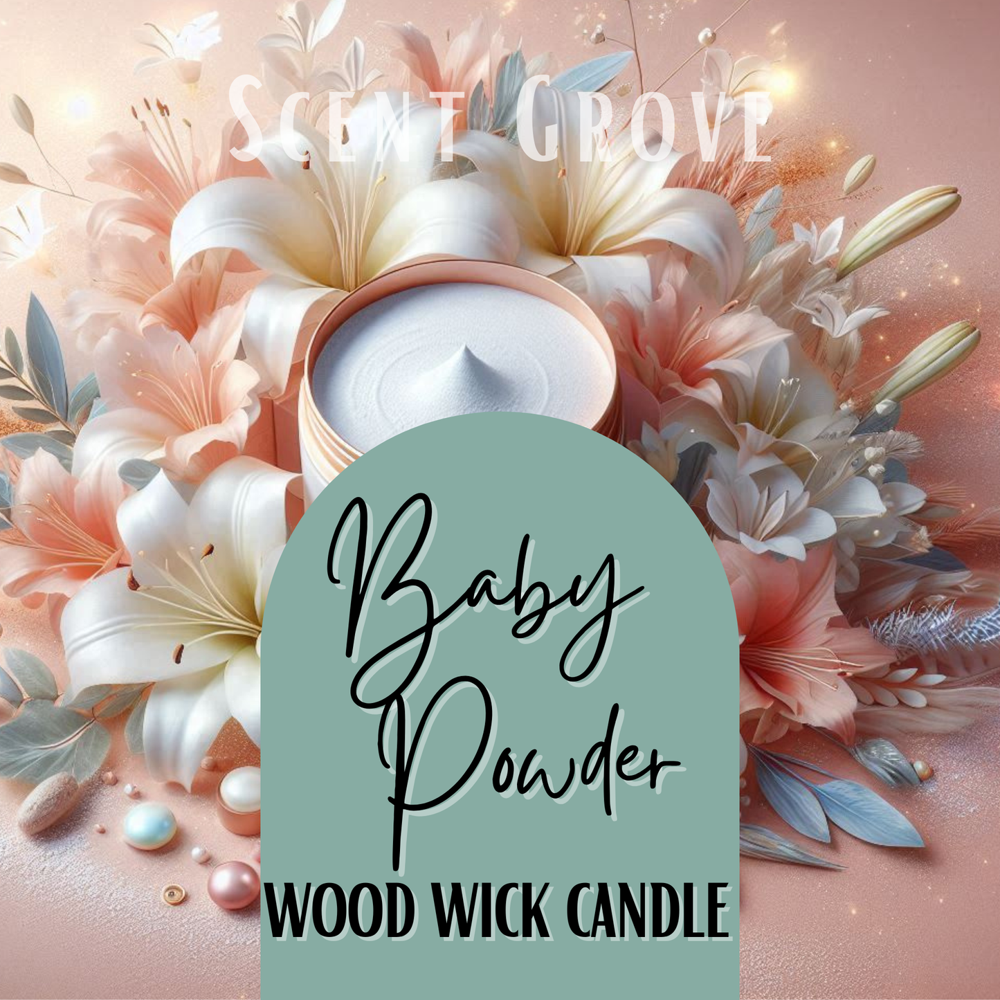 Baby Powder scented Wood Wick Soy Candle