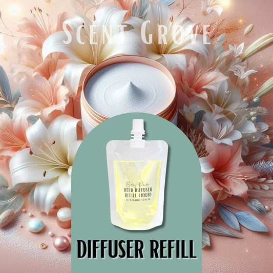 Baby Powder Scented Diffuser Liquid Refill 100ml Clear Pouch