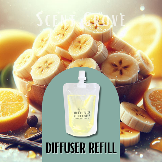Banana Scented Diffuser Liquid Refill 100ml Clear Pouch