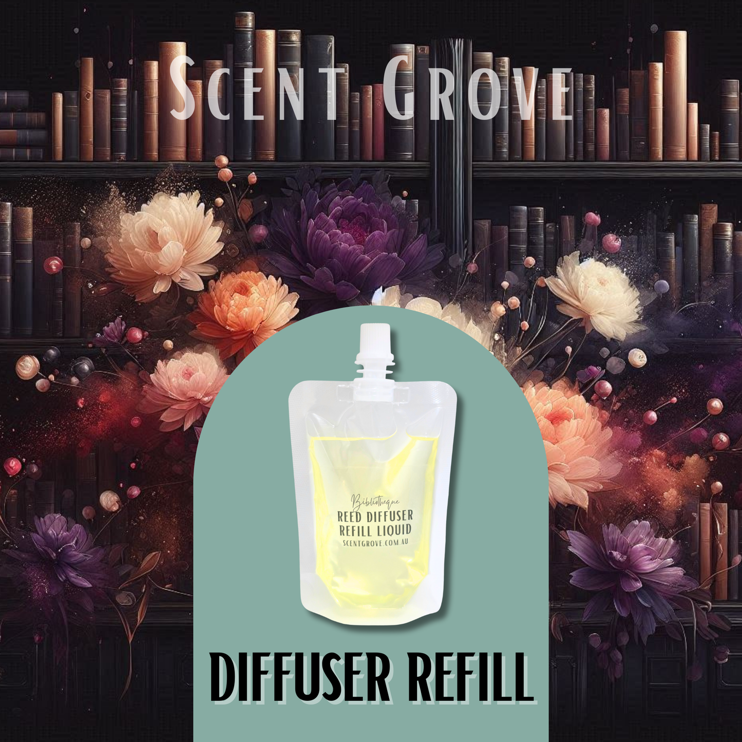 Bibliotheque Scented Diffuser Liquid Refill 100ml Clear Pouch